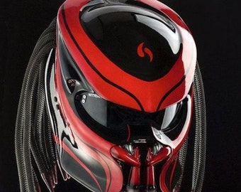 Great Custom Predator Motorcycle Red Line (DOT And ECE Approved)