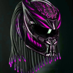 New Custom Predator Motorcycle Helmet Pink Fire (DOT And ECE Approved)