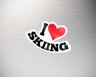 I Love Skiing Magnet