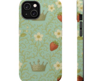 Funda para teléfono Strawberry Crown – Funda protectora resistente con diseño floral