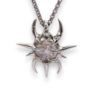 Spiky grunge y2k freshwater pearl pendant, handmade statement jewelry