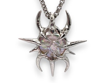 Spiky grunge y2k freshwater pearl pendant, handmade statement jewelry