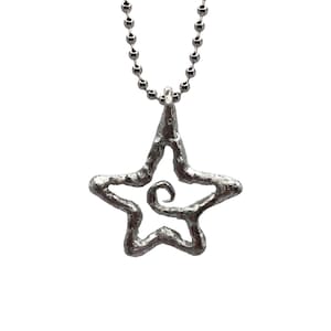 Spiral star liquid metal necklace, statement necklace, y2k , gift