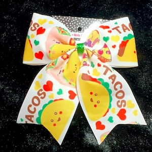 READY TO SHIP Taco Hairclip, Taco Headband, Taco Bow,  Nylon Taco Headband, Taco Birthday Hairbow, Taco Twosday, Taco Clip, Cheer Bow, Tacos