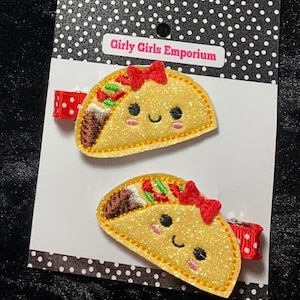 READY TO SHIP Taco Hair Clip,  Taco Headband, Taco Bow,  Nylon Taco Headband, Taco Birthday Hairbow, Taco Twosday, Taco Clip, Waffle Bow