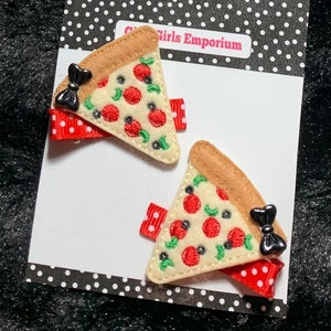 READY TO SHIP Pizza Party Bows, Pizza Party Hairbow, Pizza Party Pigtails, Pizza Hair Clips, Pizza Piggies, Pizza Bow, Pizza Party Baby, Bow