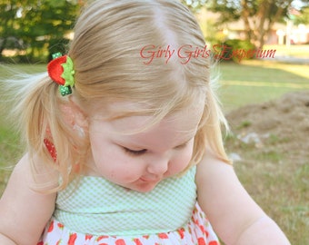 READY TO SHIP -Strawberry Hair Clip, Strawberry Nylon Headband, Strawberry Baby Headband, Strawberry Piggies, Strawberry Pigtail Bows, Berry