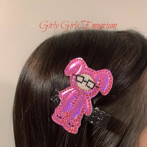 READY TO SHIP Raphie Haircip, Bunny Suit Hairbow, Bunnysuit Headband