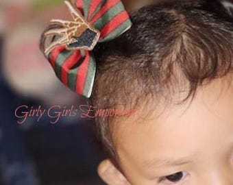 READY TO SHIP Fred Horror Movie Hairbow, Fred Horror Movie Bow, Slasher Movie Hairbow, Slasher Movie Hairbow, Horror Movie Piggies, Fred Bow