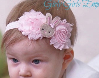 READY TO SHIP - Easter Hair Bow, Easter Headband, Baby Hair Bow, Bunny Headband, Baby Girl Headband, Easter Nylon Headband, Newborn Bunny