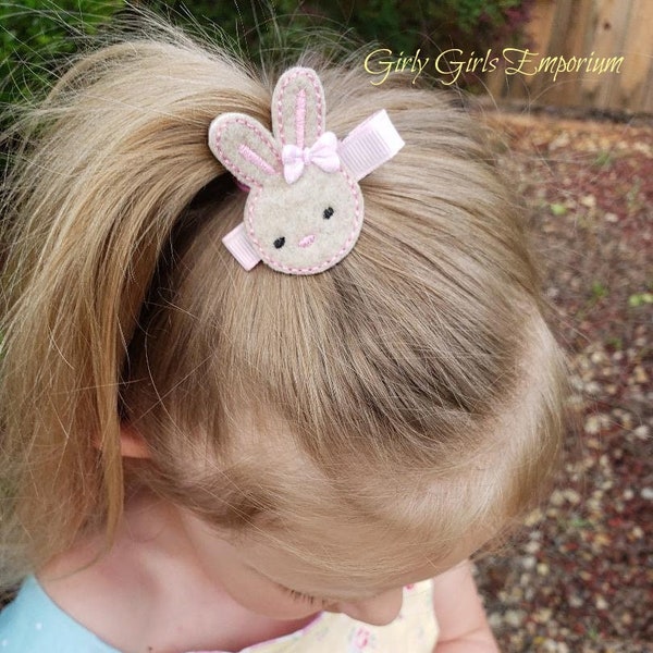 READY TO SHIP - Easter Hair Clip, Felt Hairclip, Bunny Hair Clip, Bunny Hair Bow, Bunny Hair Accessories, Hair Bow Clip, Bunny Barrette, Bow