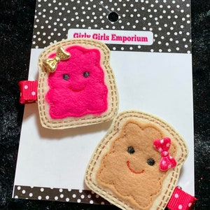 READY to SHIP PB&J Hairclips, Peanut Butter and Jelly Hairclips, Peanut Butter and Jelly Hairbow, pbj Piggies, Peanut Butter and Jelly, pbj