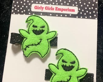 READY to SHIP NBC Monster Hair Clips, Oogie Headband, nbc Hairbow, nbc Hairclip, nbc piggies, nbc Bow, Oogie Pigtails, Oogie Piggies, Boogie