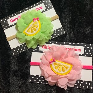 READY TO SHIP - Baby Lemonade Headband, Yellow Lemon Headband, Lemonade Birthday, Lemon Birthday, Lemon Hairbow, Lemon Headband, Lemon Bows