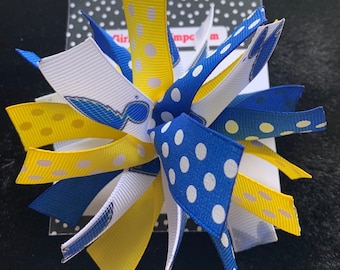 READY TO SHIP Blues Hairbow / St Louis Blues Bows / Play Gloria Hairbow / Blues Championship Hairbow / Blues Note Bow / Blues Hockey Hairbow