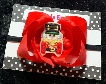 READY TO SHIP Nutcracker Christmas Headband, Christmas Nutcracker Hair Clip, Christmas Nutcracker Hair Bow, Nutcracker Baby Headband, Baby