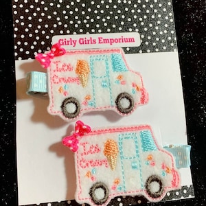 READY TO SHIP Ice Cream Truck Headband, Ice Cream Truck Bow, Ice Cream Party Bow , Ice Cream Piggie Set, Ice Cream Clip, Sprinkles Headband