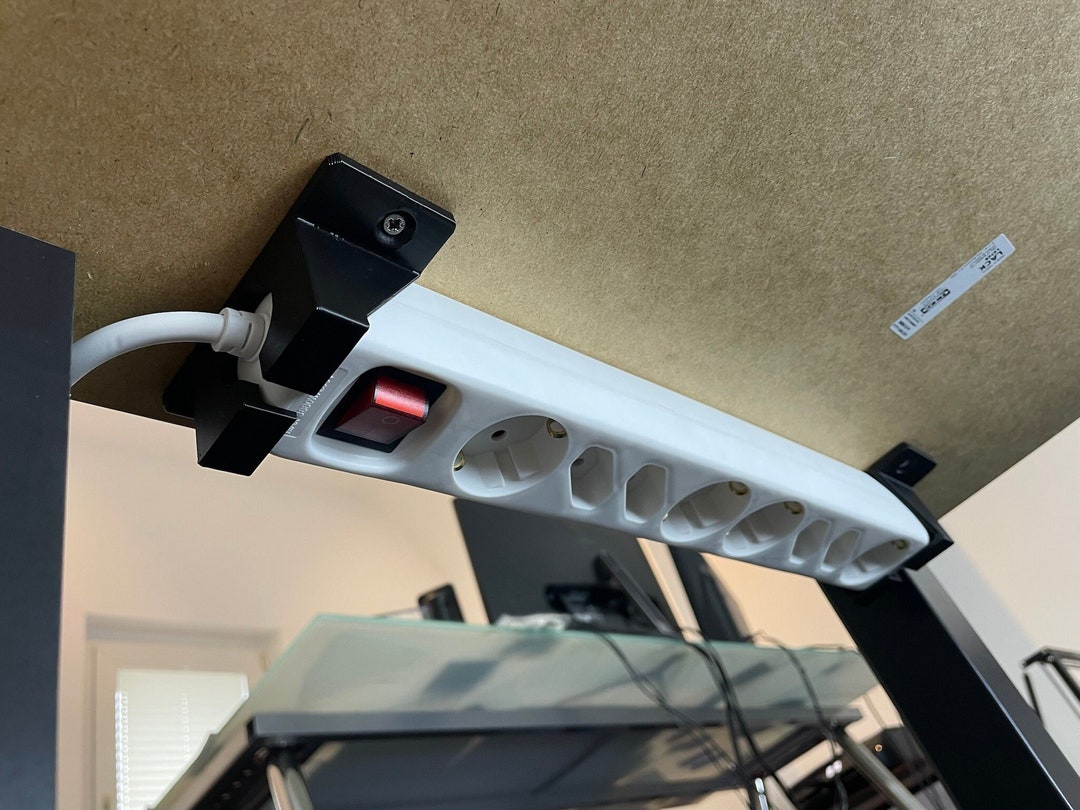 Power Strip Bracket 3D Printed for Wall or Desk Universal Multiple Plug
