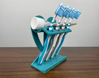 customizable toothbrush holder 3D printed, toothpaste, toothbrush, bathroom, sink