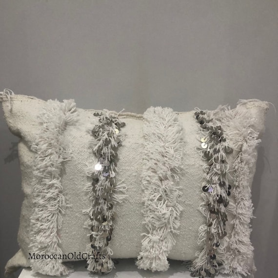 Moroccan Pillow Handira Decorative Pillow White Berber Pillows