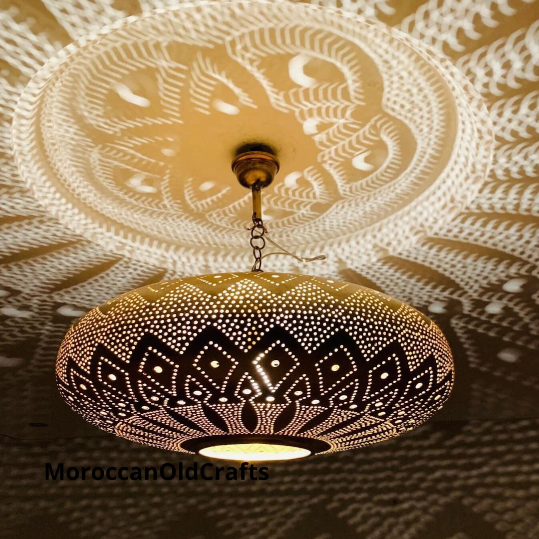 Handcrafted Hanging Moroccan Lamp Shade, Traditional Moroccan Light