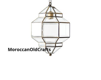 Pendant Glass Lamp,Moroccan lighting style Elegance Filigrain suspension light, Glass Pendant Light Fixture, Brass Glass Hanging Lights