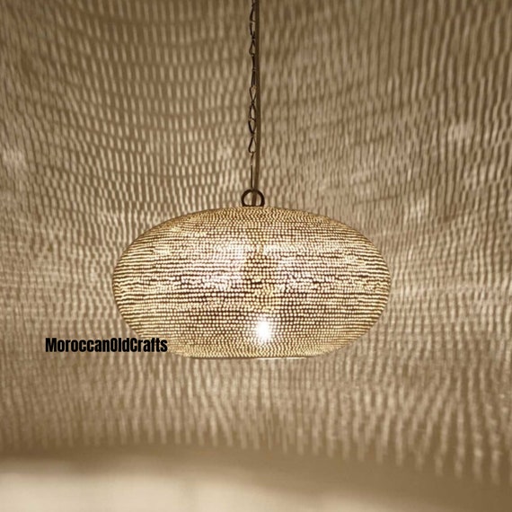Dark brown gold interior moroccan themed metal ceiling light shade easy fit pendant best sale