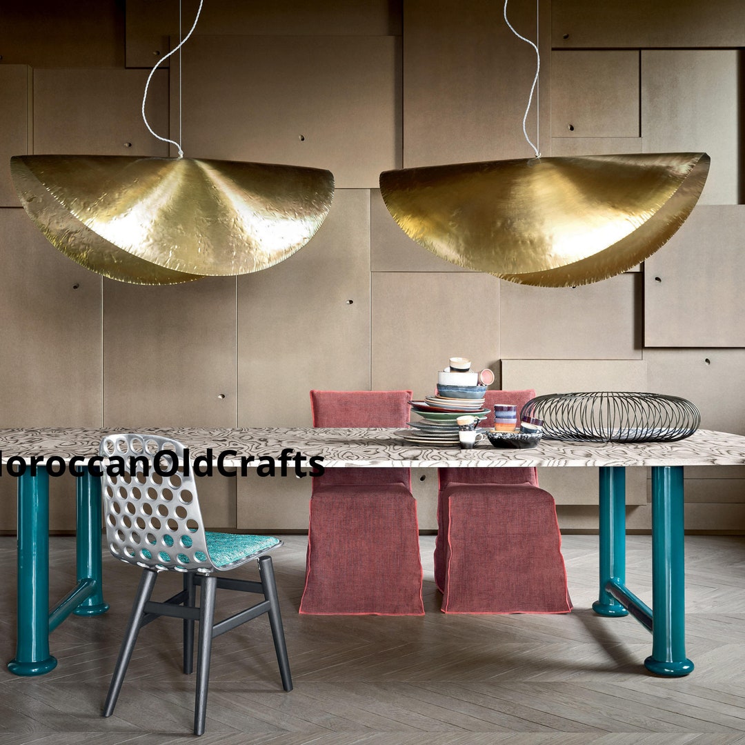 Hammered Pendant Light Brass UNIQUE Handmade Chandelier Etsy