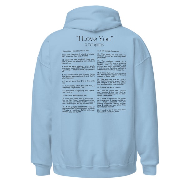 I Love You In TVD Quotes Unisex Hoodie Sweatshirt The Vampire Diaries Merch Salvatore Gift