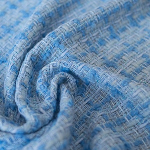 Checkered Tweed light blue wool cotton mohair, made in Italy