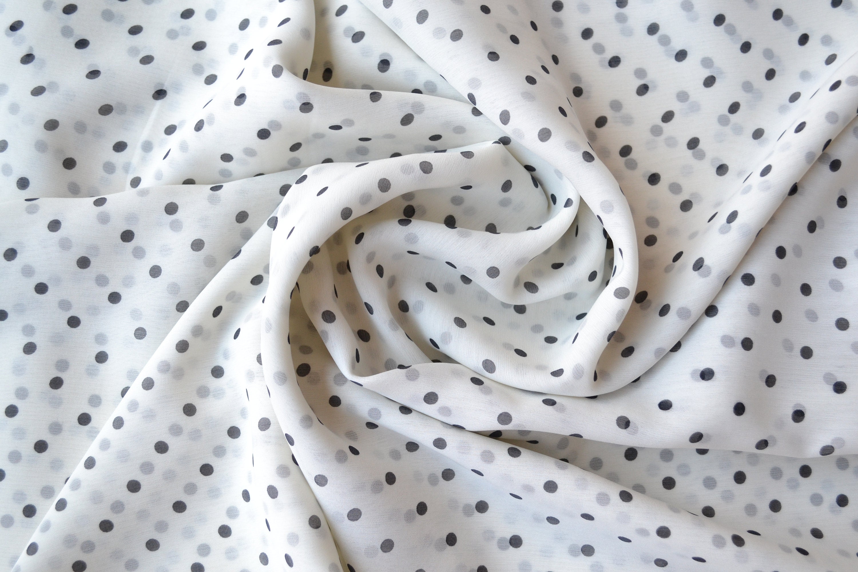 100% Silk Fabric CHANEL By The Yard Width 55 Georgette Logo Black Dress