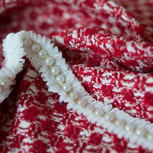 Red Tweed wool cotton mohair, made in Italy