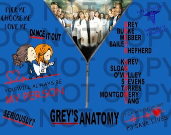 Grey's Anatomy zipper-style sublimation tumbler digital download