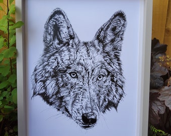 Wolf Portrait A3 Print