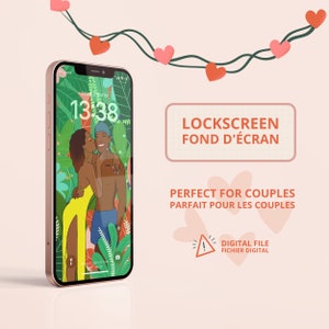 portrait couple illustration with tropical and colorful floral background