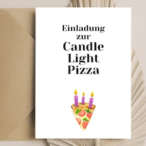 Candle Light Pizza, romantische Gutschein - Postkarte