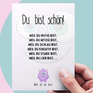 DU BIST SCHÖN! Monster Selbstliebe Postkarte