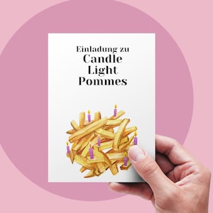 witzige Einladungskarte - Candle Light Pommes