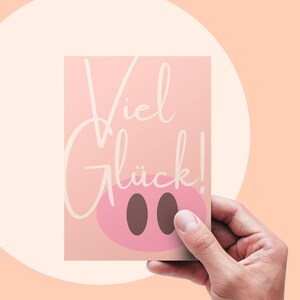 VEEL GELUK ansichtkaart met varkensneus