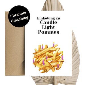 witzige Einladungskarte - Candle Light Pommes