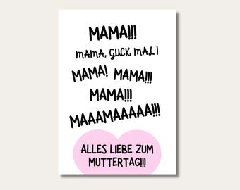 A6 postcard – MAMA, look! | Funny Mother&#39;s Day card for mom | 350g offset cardboard | Bold print | Envelope optional | Gift idea