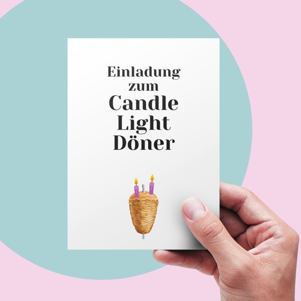 Candle light kebab, romantic postcard