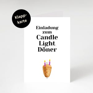 Candlelight kebab postcard | romantic humor card | Valentine's Day card | postcard + folding card | Secret Santa | funny Christmas gift
