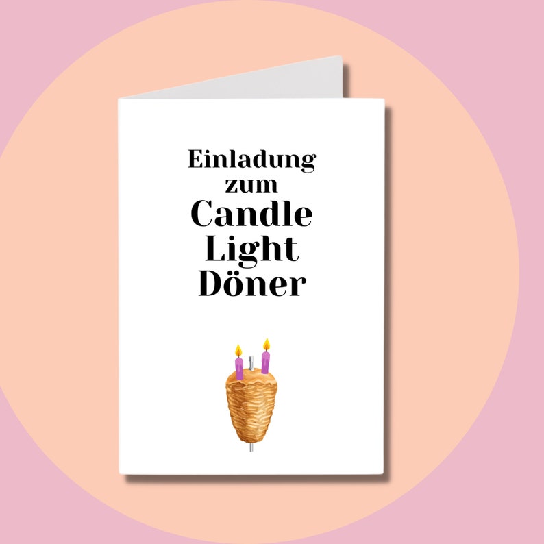Candle Light Döner, romantic postcard Klappkarte