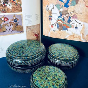 Vintage Set of 3 Asian Oriental Handmade Lacquerware Betel Kun It Boxes
