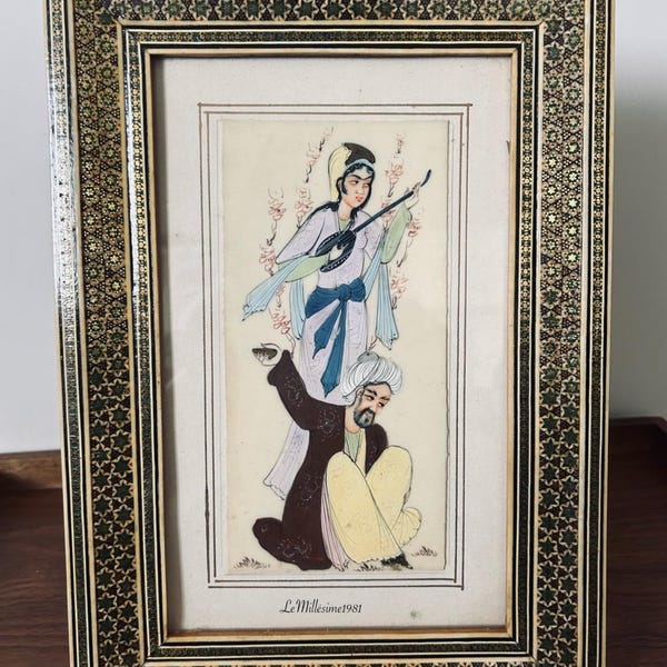 Vintage Authentic Oriental Fabric Painting | Original Art |