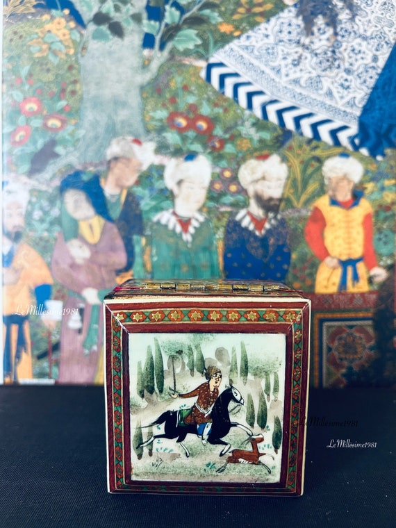 Vintage Turkish Painting Persian Style Khatam Marq
