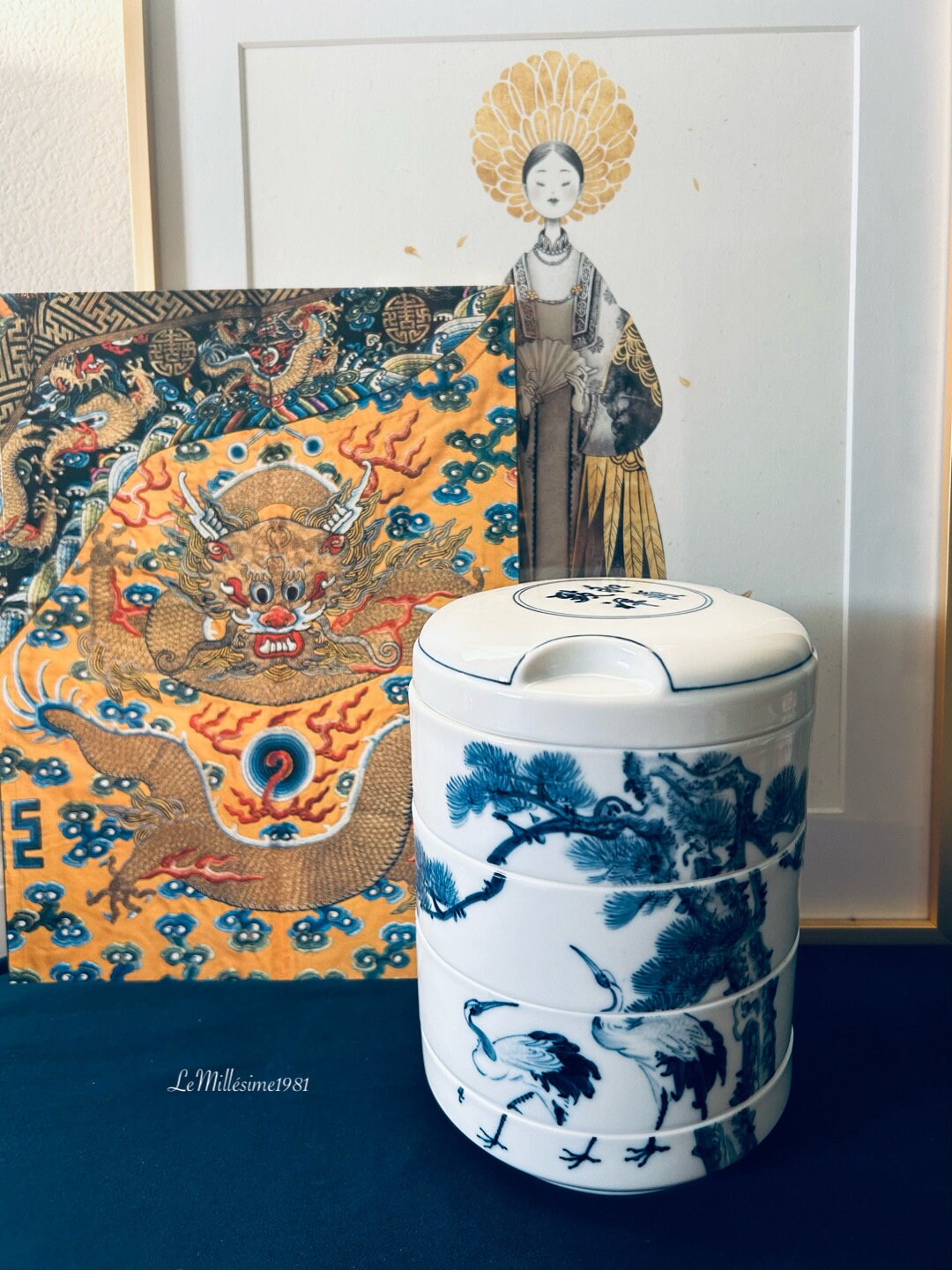 Seikou Kiln Color Tiles Kutani Three Tiers Jubako Bento Box