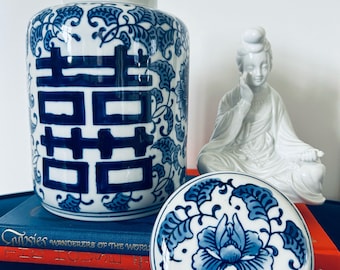 Vintage Handmade Porcelain China Ginger Jar | Chinoiserie |