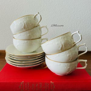 Vintage Set of 6 Rosenthal Continental Cup and Saucers | Sanssoucci | Germany